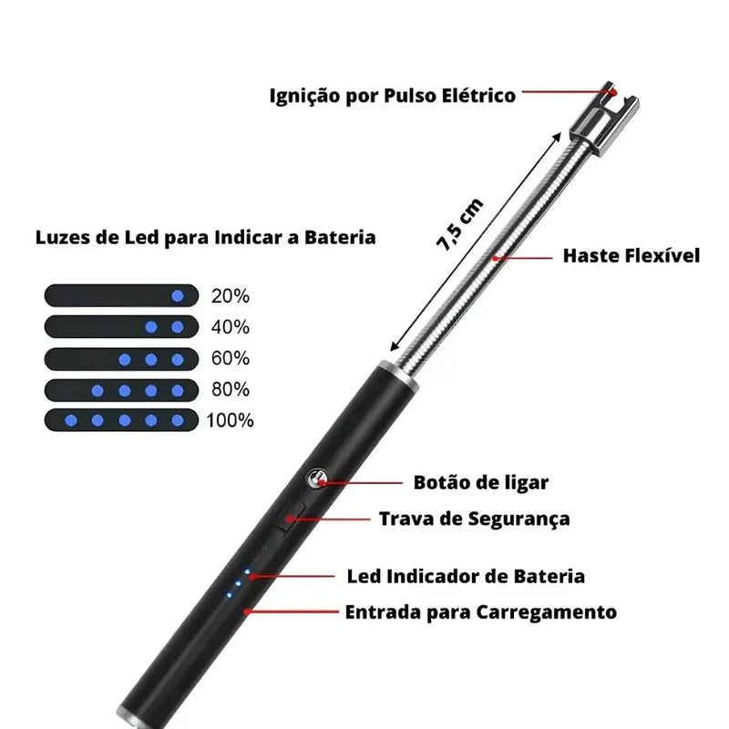 Acendedor Elétrico Infinito Recarregável - Eazer